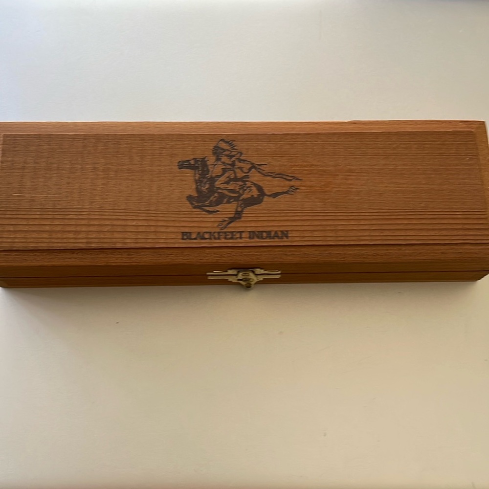 Vintage Set of 12 No. 2 Blackfeet Indian Pencils In Original Cedar Case Unused